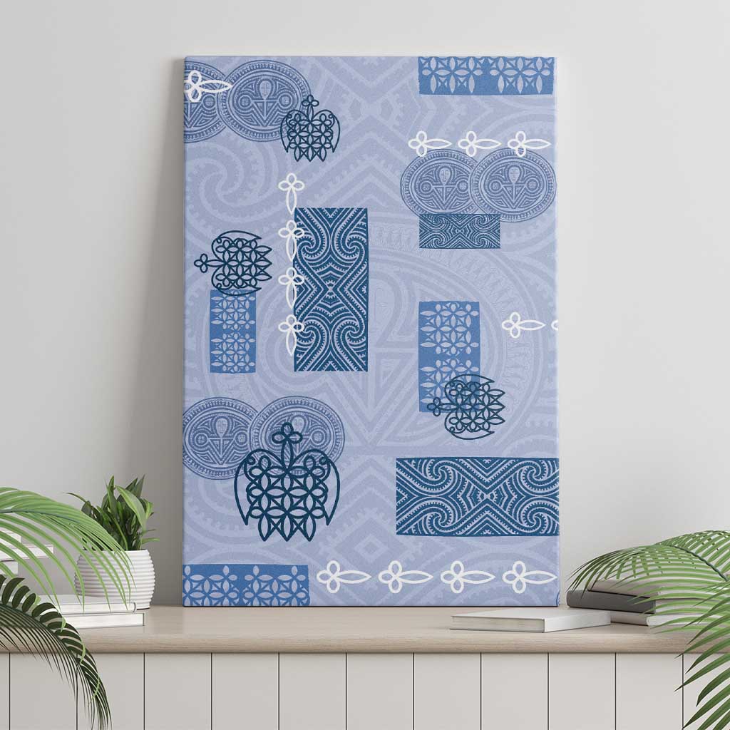 Vintage Lapita Canvas Wall Art Iconic Double Face Pattern Blue