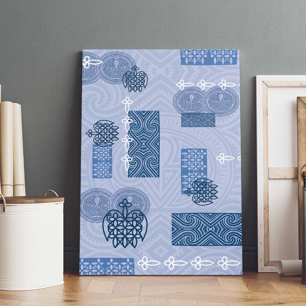 Vintage Lapita Canvas Wall Art Iconic Double Face Pattern Blue