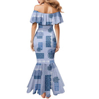 Vintage Lapita Family Matching Mermaid Dress and Hawaiian Shirt Iconic Double Face Pattern Blue LT05 - Polynesian Pride