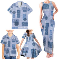 Vintage Lapita Family Matching Tank Maxi Dress and Hawaiian Shirt Iconic Double Face Pattern Blue LT05 - Polynesian Pride