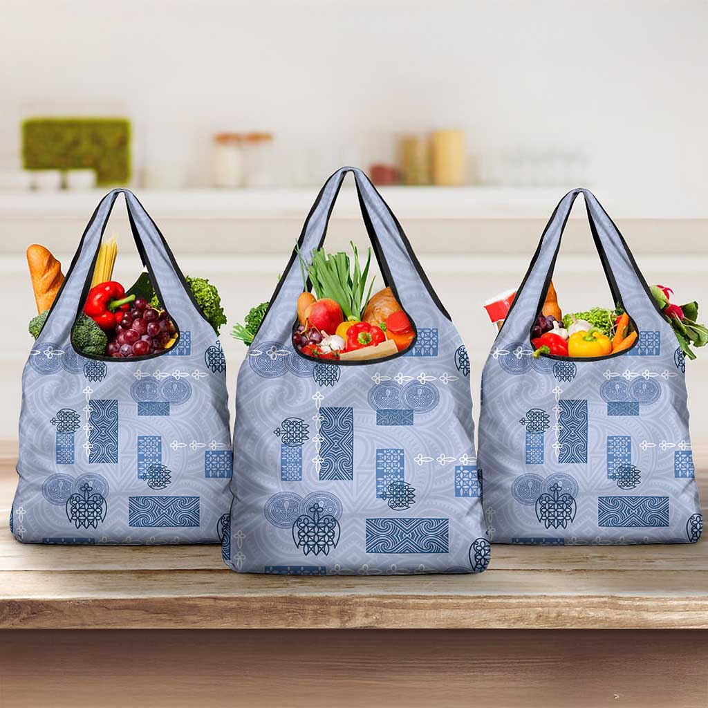 Vintage Lapita Grocery Bag Iconic Double Face Pattern Blue LT05 3-pack One Size Blue - Polynesian Pride