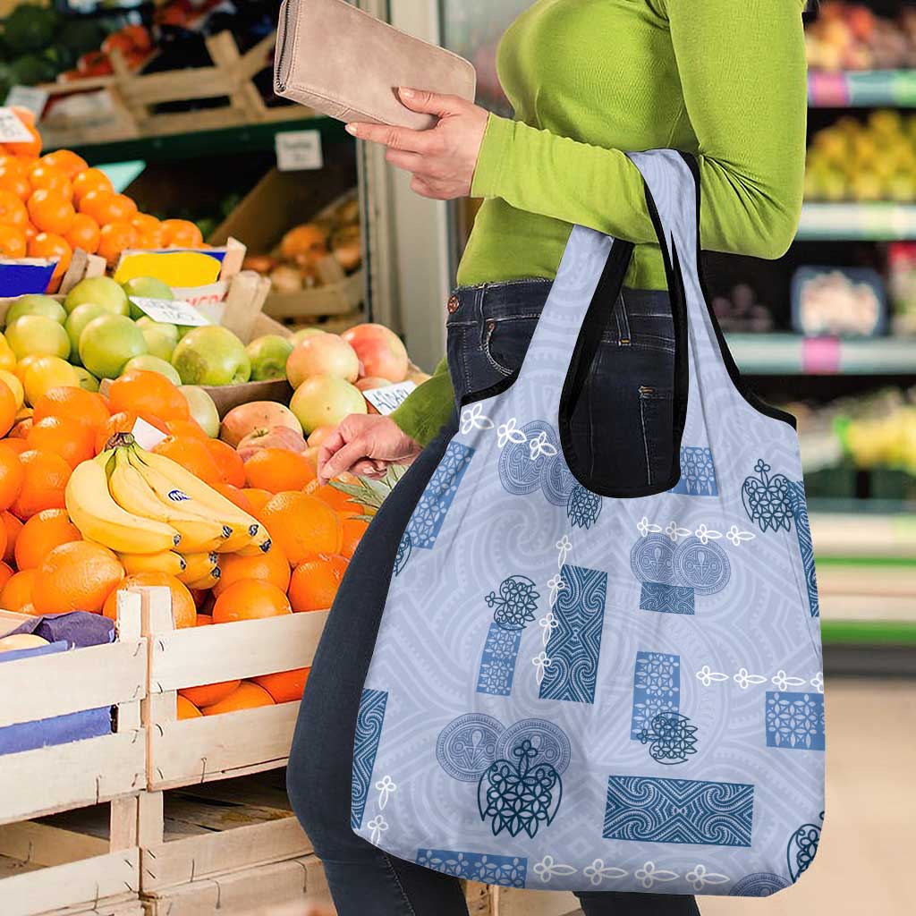 Vintage Lapita Grocery Bag Iconic Double Face Pattern Blue LT05 - Polynesian Pride