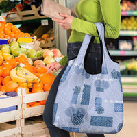 Vintage Lapita Grocery Bag Iconic Double Face Pattern Blue LT05 - Polynesian Pride