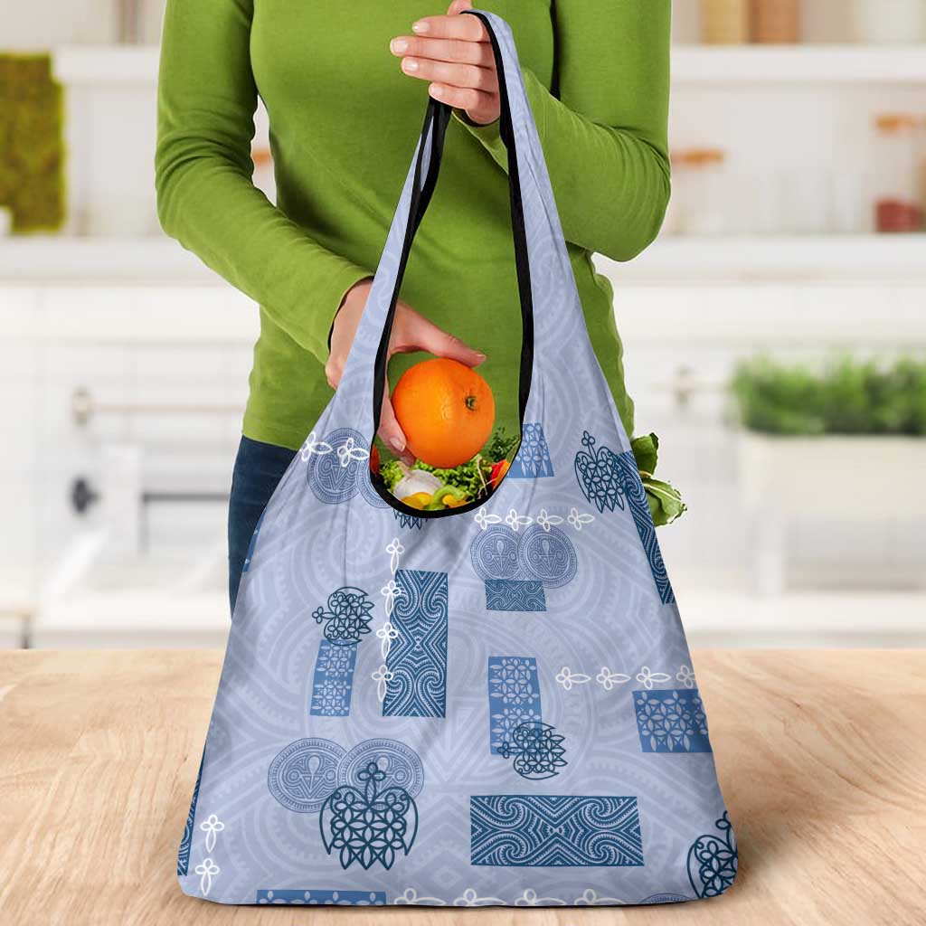 Vintage Lapita Grocery Bag Iconic Double Face Pattern Blue LT05 - Polynesian Pride