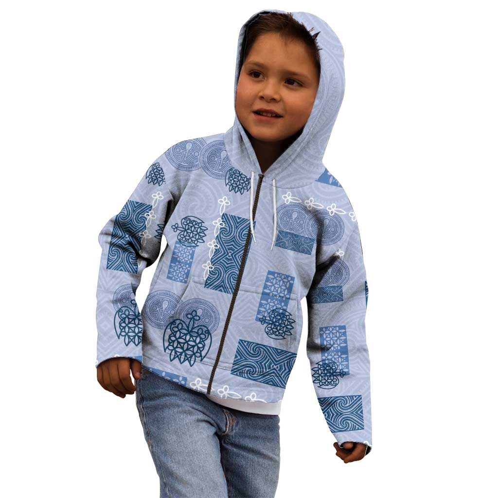 Vintage Lapita Kid Hoodie Iconic Double Face Pattern Blue