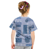 Vintage Lapita Kid T Shirt Iconic Double Face Pattern Blue LT05 - Polynesian Pride