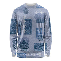 Vintage Lapita Long Sleeve Shirt Iconic Double Face Pattern Blue