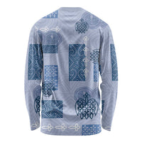 Vintage Lapita Long Sleeve Shirt Iconic Double Face Pattern Blue