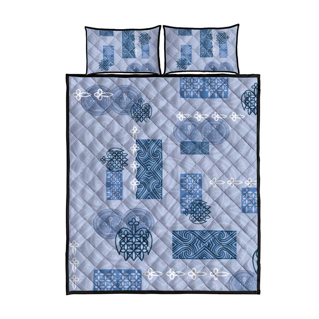 Vintage Lapita Quilt Bed Set Iconic Double Face Pattern Blue