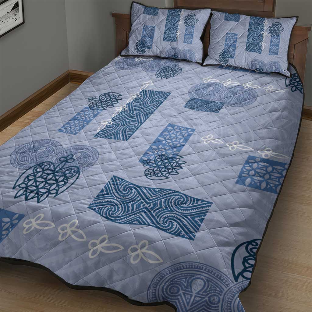 Vintage Lapita Quilt Bed Set Iconic Double Face Pattern Blue