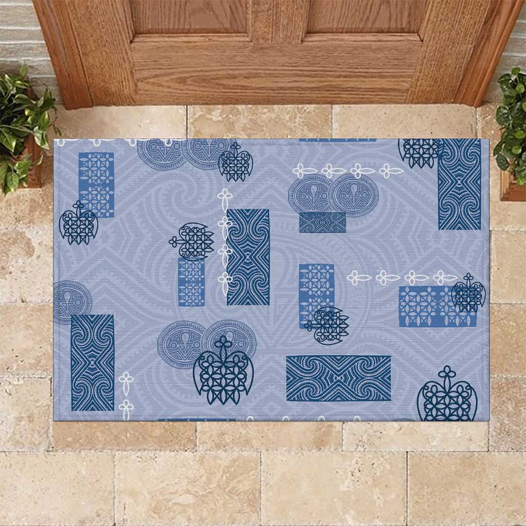 Vintage Lapita Rubber Doormat Iconic Double Face Pattern Blue