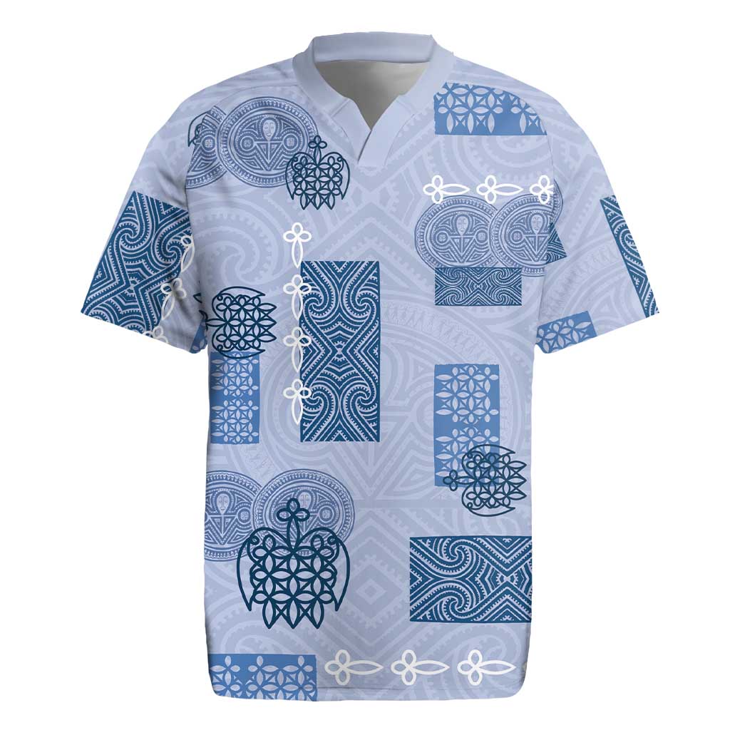 Vintage Lapita Rugby Jersey Iconic Double Face Pattern Blue