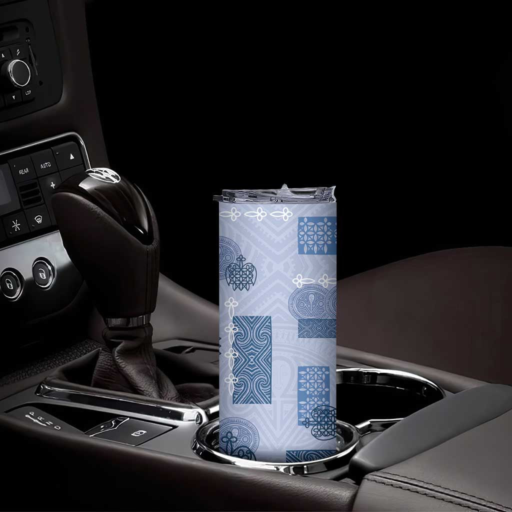 Vintage Lapita Skinny Tumbler Iconic Double Face Pattern Blue