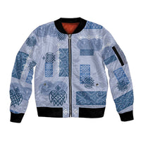 Vintage Lapita Sleeve Zip Bomber Jacket Iconic Double Face Pattern Blue LT05 Unisex Blue - Polynesian Pride