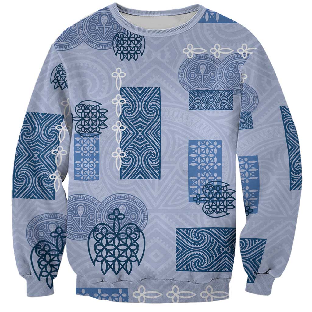 Vintage Lapita Sweatshirt Iconic Double Face Pattern Blue LT05 Unisex Blue - Polynesian Pride