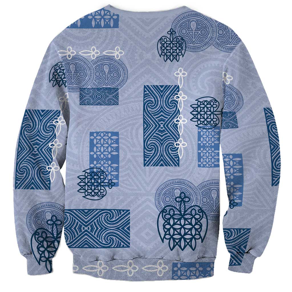 Vintage Lapita Sweatshirt Iconic Double Face Pattern Blue LT05 - Polynesian Pride