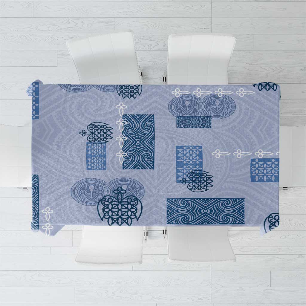 Vintage Lapita Tablecloth Iconic Double Face Pattern Blue LT05 Blue - Polynesian Pride