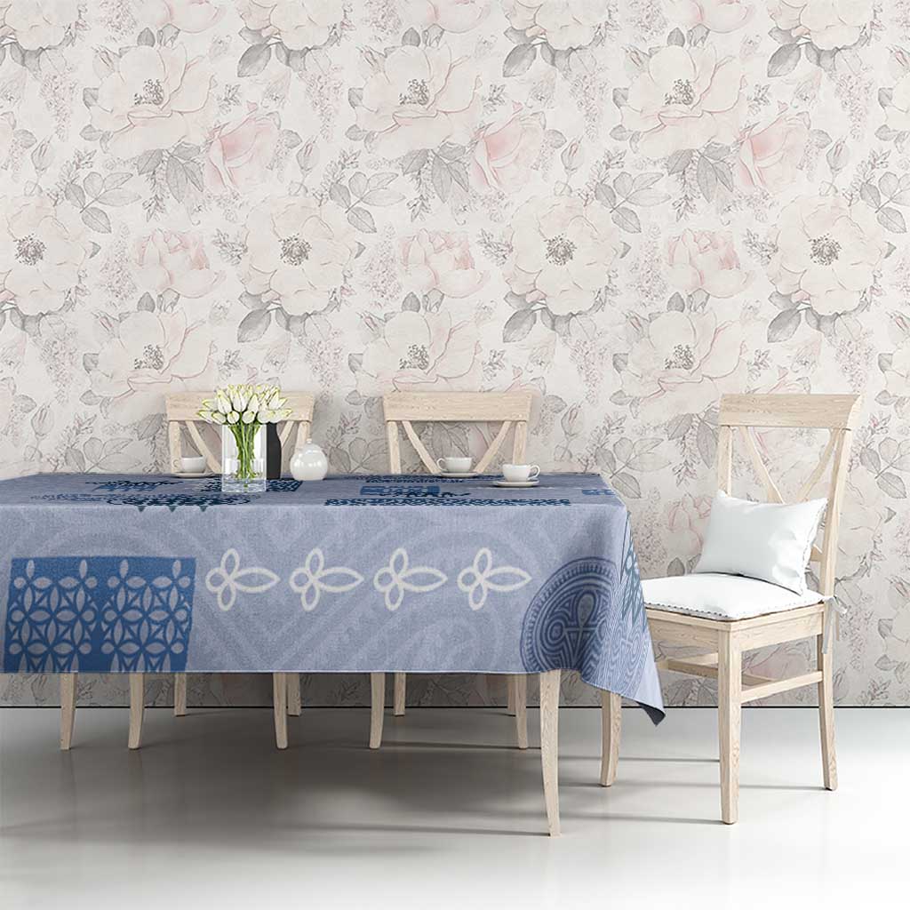 Vintage Lapita Tablecloth Iconic Double Face Pattern Blue LT05 - Polynesian Pride