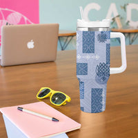 Vintage Lapita Tumbler With Handle Iconic Double Face Pattern Blue LT05 - Polynesian Pride