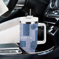 Vintage Lapita Tumbler With Handle Iconic Double Face Pattern Blue LT05 - Polynesian Pride