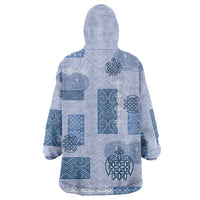 Vintage Lapita Wearable Blanket Hoodie Iconic Double Face Pattern Blue