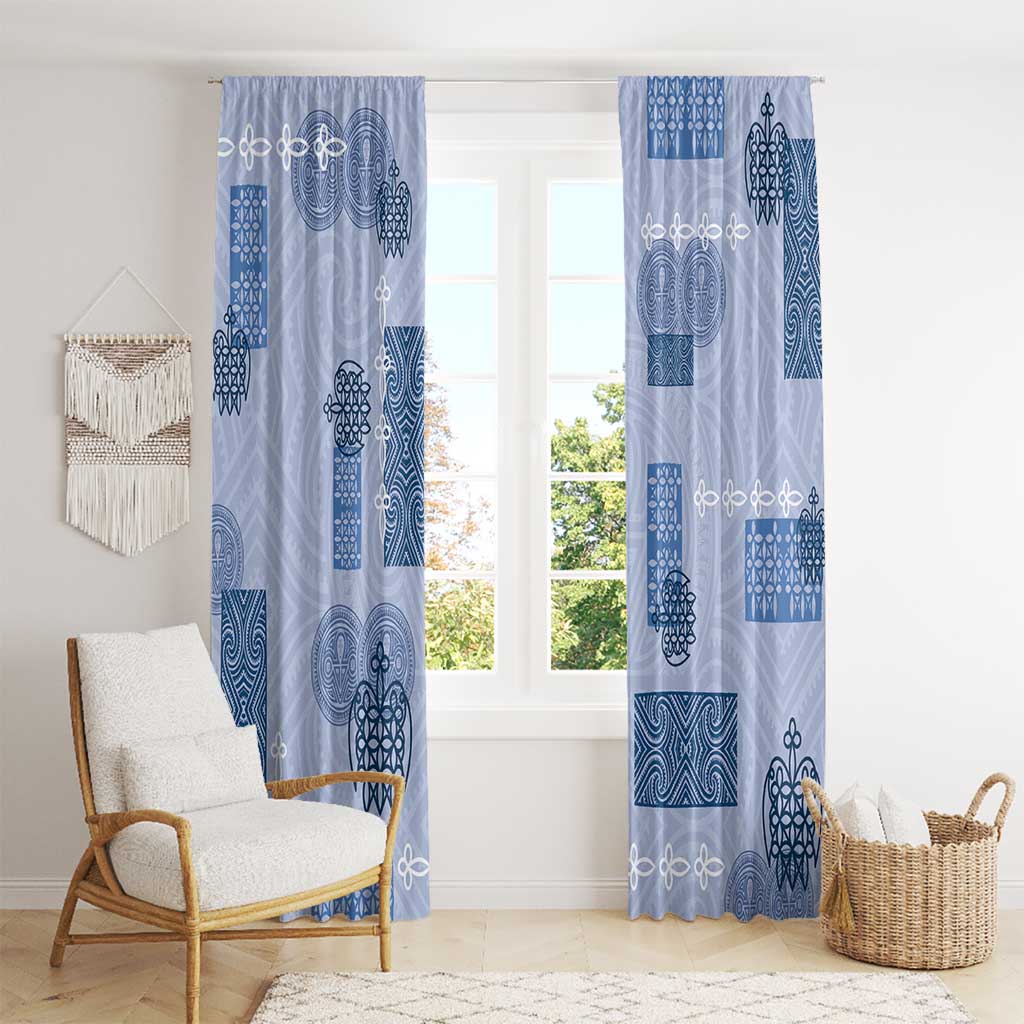 Vintage Lapita Window Curtain Iconic Double Face Pattern Blue