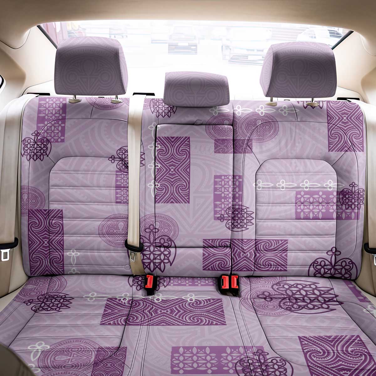 Vintage Lapita Back Car Seat Cover Iconic Double Face Pattern Violet