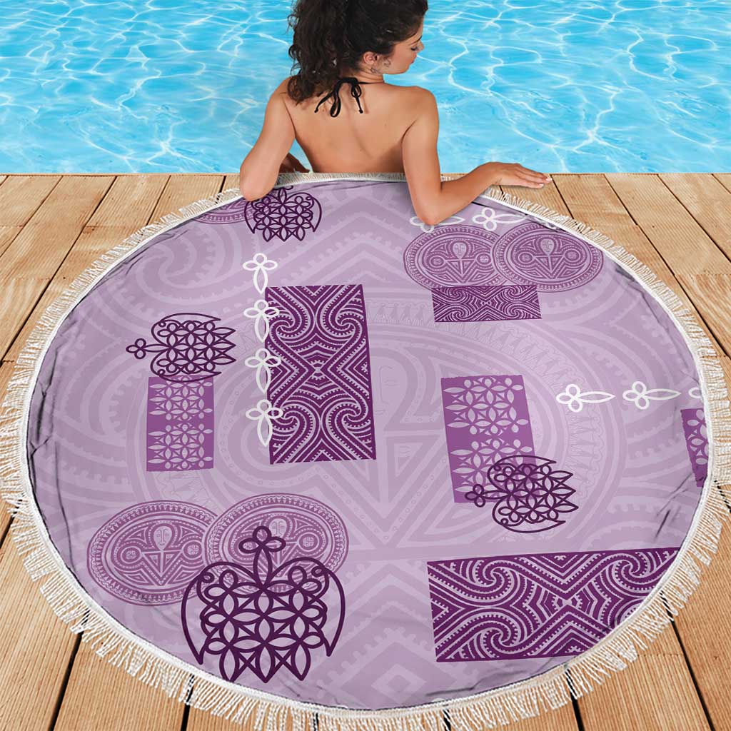 Vintage Lapita Beach Blanket Iconic Double Face Pattern Violet
