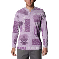 Vintage Lapita Button Sweatshirt Iconic Double Face Pattern Violet