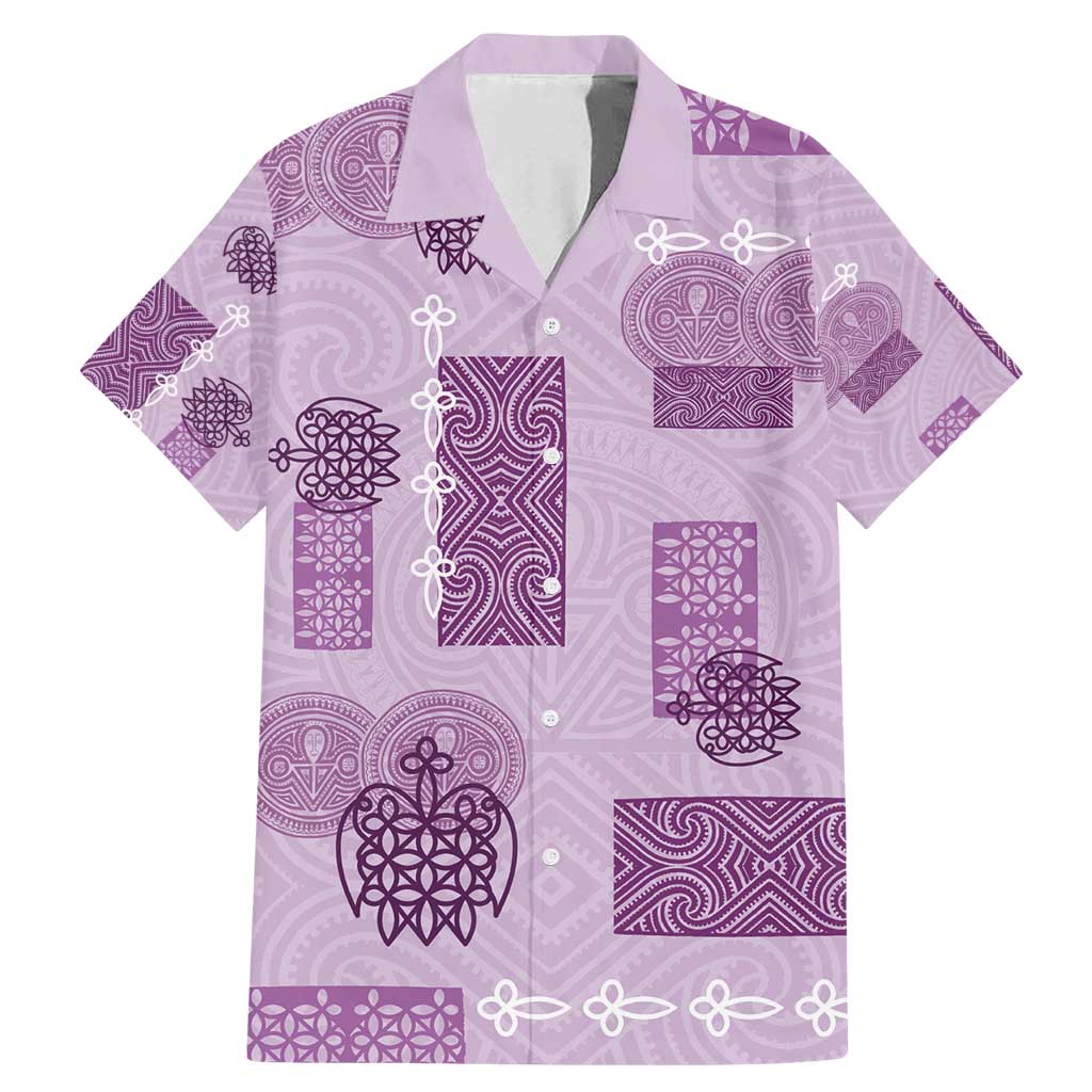 Vintage Lapita Family Matching Mermaid Dress and Hawaiian Shirt Iconic Double Face Pattern Violet LT05 Dad's Shirt - Short Sleeve Violet - Polynesian Pride