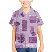 Vintage Lapita Family Matching Mermaid Dress and Hawaiian Shirt Iconic Double Face Pattern Violet LT05 Son's Shirt Violet - Polynesian Pride