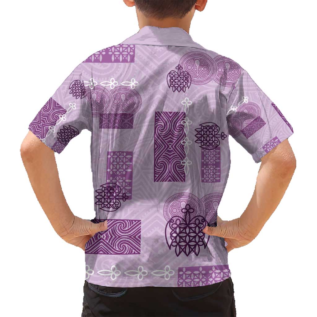 Vintage Lapita Family Matching Off Shoulder Maxi Dress and Hawaiian Shirt Iconic Double Face Pattern Violet LT05 - Polynesian Pride