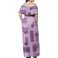 Vintage Lapita Family Matching Off Shoulder Maxi Dress and Hawaiian Shirt Iconic Double Face Pattern Violet LT05 - Polynesian Pride