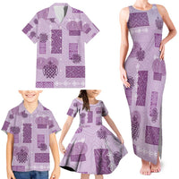 Vintage Lapita Family Matching Tank Maxi Dress and Hawaiian Shirt Iconic Double Face Pattern Violet LT05 - Polynesian Pride