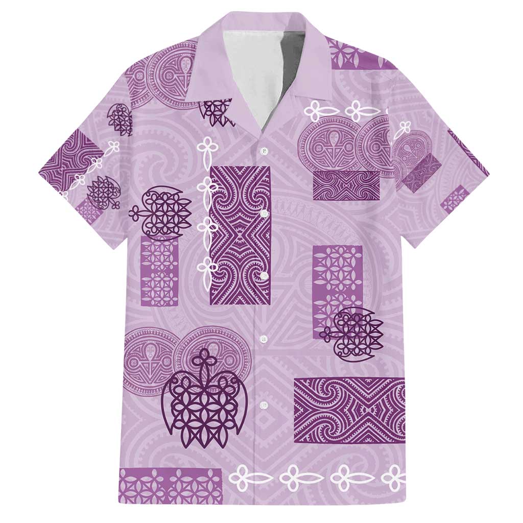 Vintage Lapita Family Matching Tank Maxi Dress and Hawaiian Shirt Iconic Double Face Pattern Violet LT05 Dad's Shirt - Short Sleeve Violet - Polynesian Pride