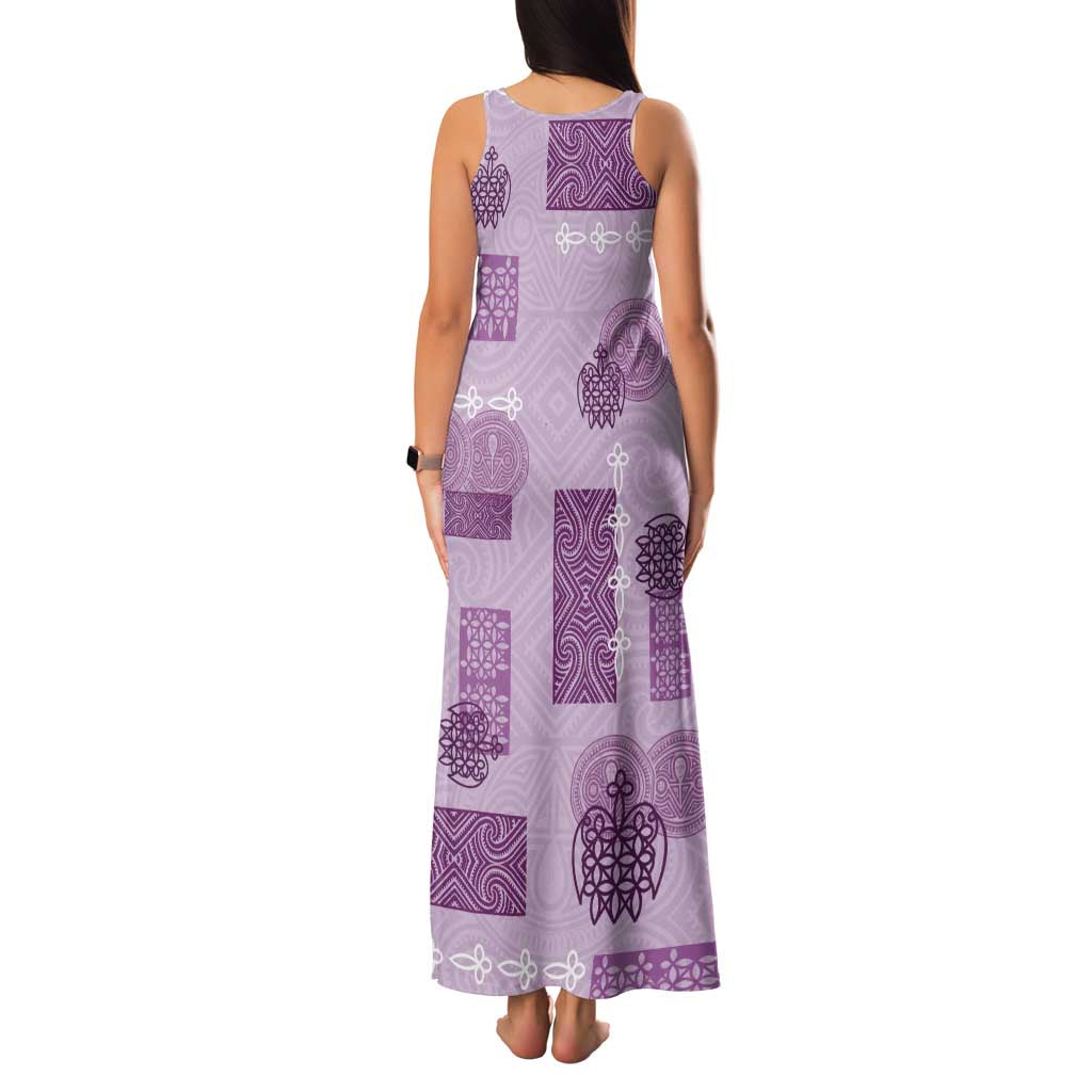 Vintage Lapita Family Matching Tank Maxi Dress and Hawaiian Shirt Iconic Double Face Pattern Violet LT05 - Polynesian Pride