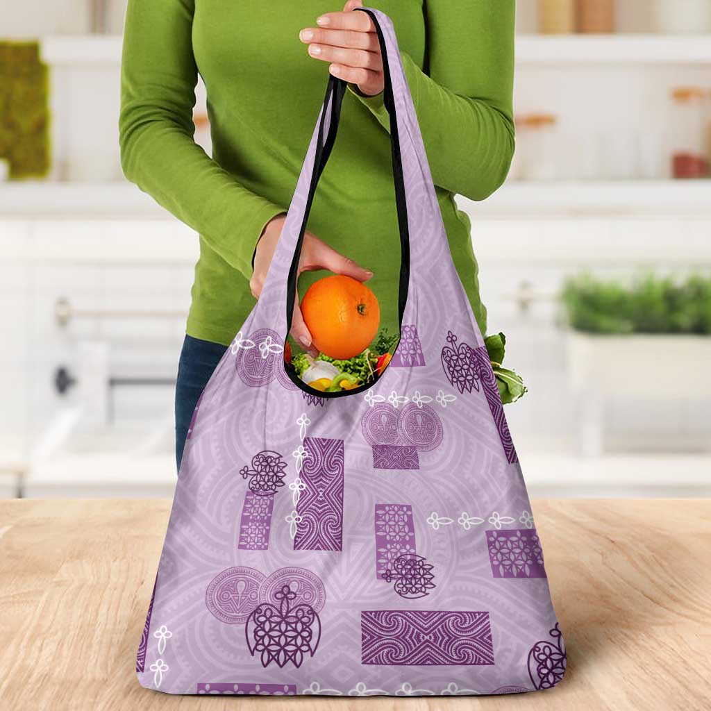 Vintage Lapita Grocery Bag Iconic Double Face Pattern Violet LT05 - Polynesian Pride