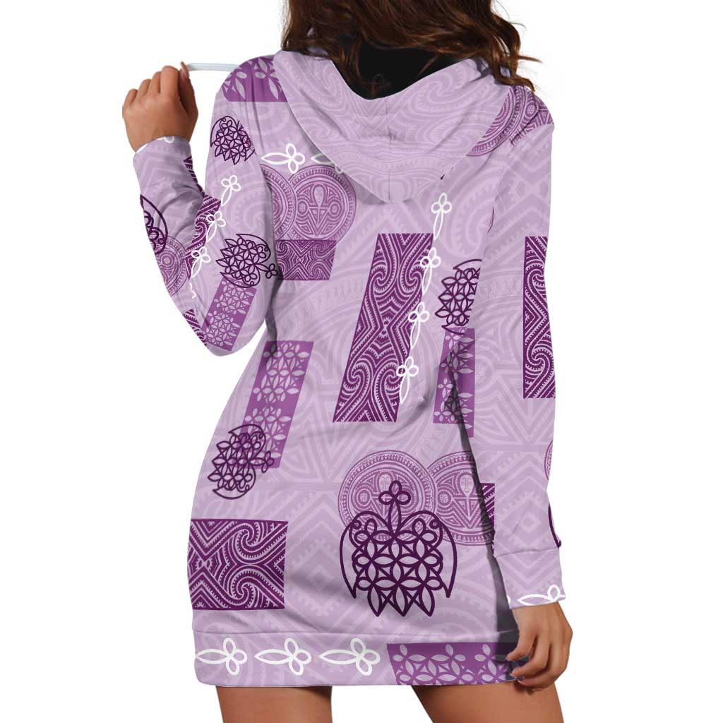 Vintage Lapita Hoodie Dress Iconic Double Face Pattern Violet