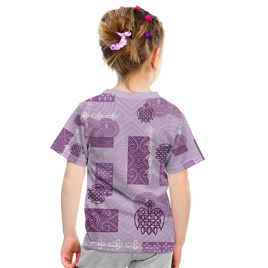 Vintage Lapita Kid T Shirt Iconic Double Face Pattern Violet LT05 - Polynesian Pride