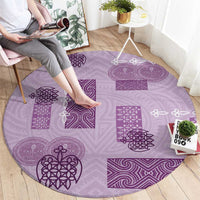 Vintage Lapita Round Carpet Iconic Double Face Pattern Violet