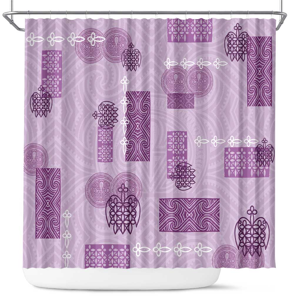 Vintage Lapita Shower Curtain Iconic Double Face Pattern Violet