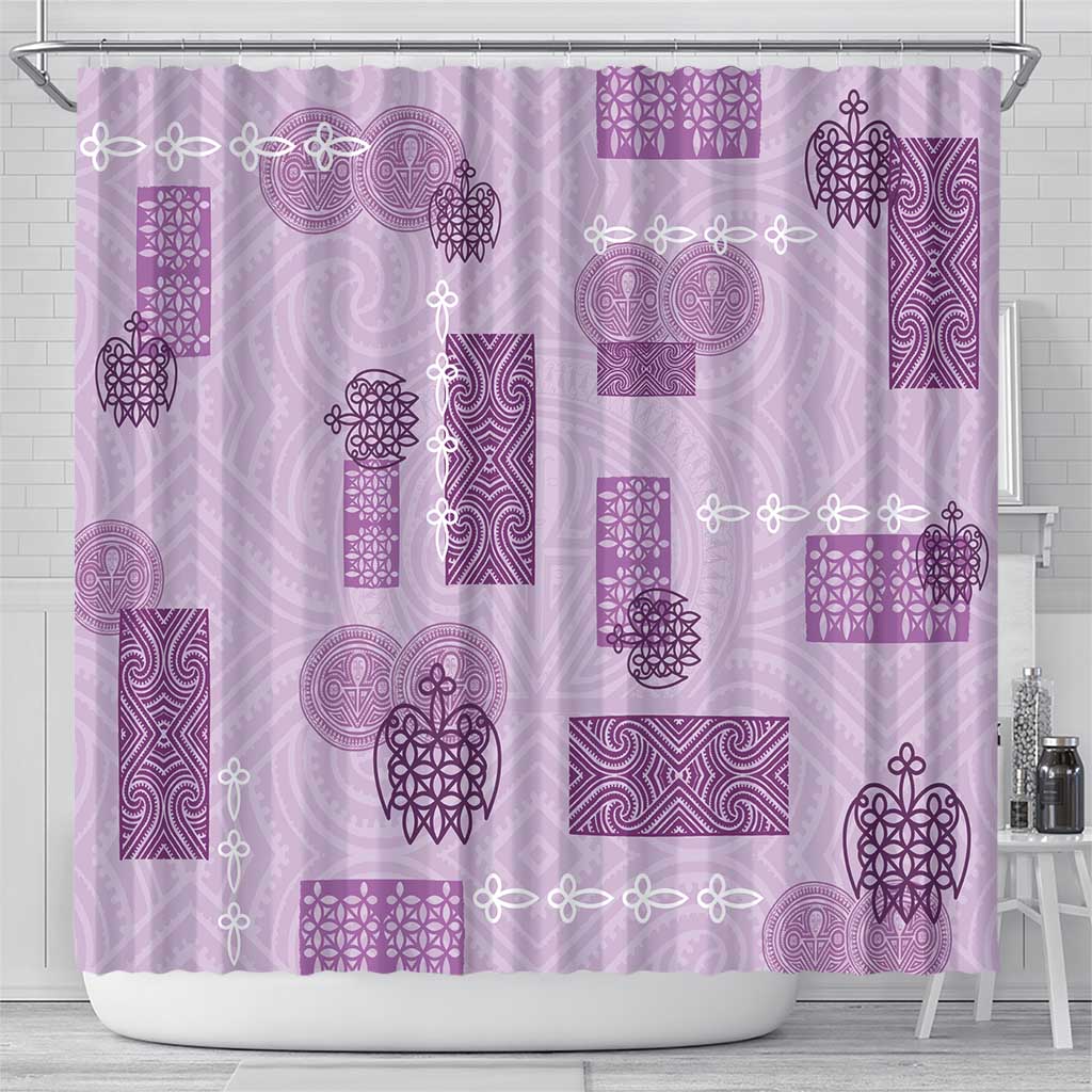 Vintage Lapita Shower Curtain Iconic Double Face Pattern Violet