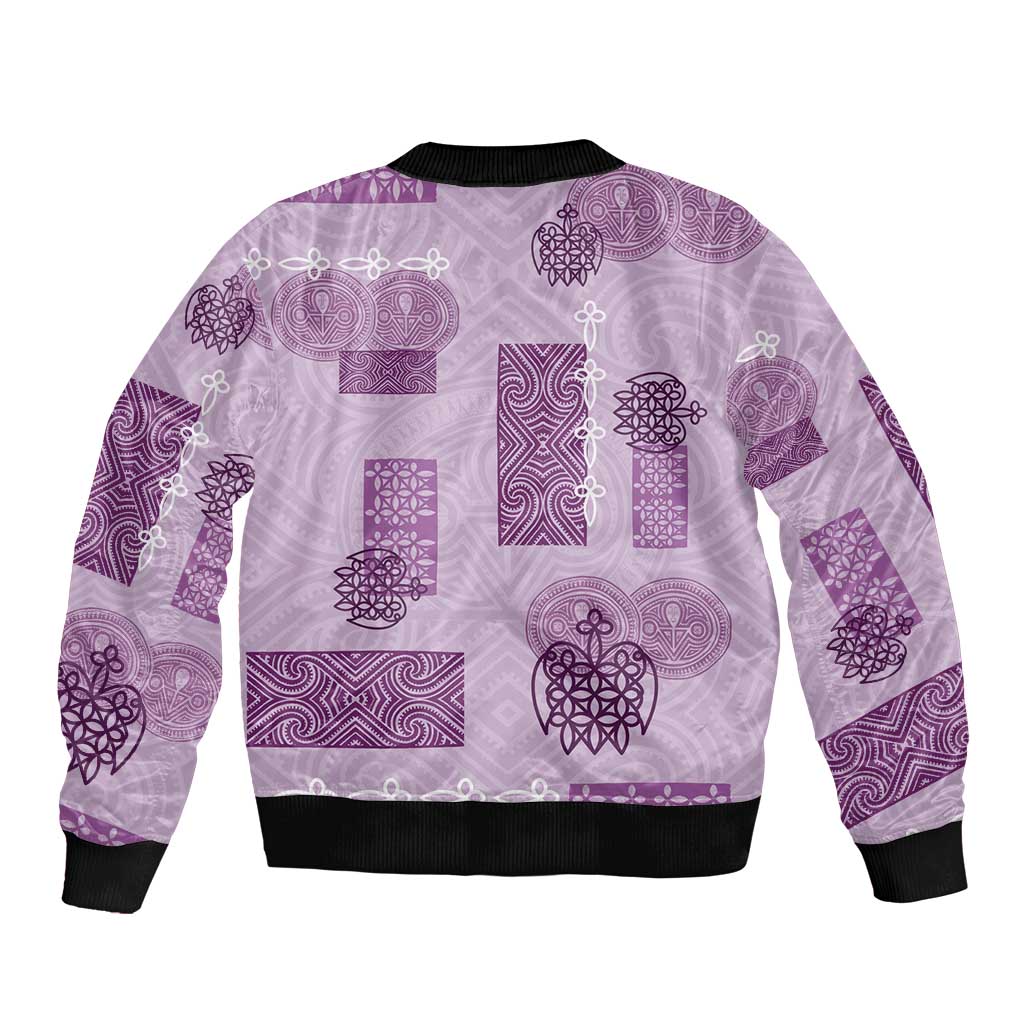 Vintage Lapita Sleeve Zip Bomber Jacket Iconic Double Face Pattern Violet