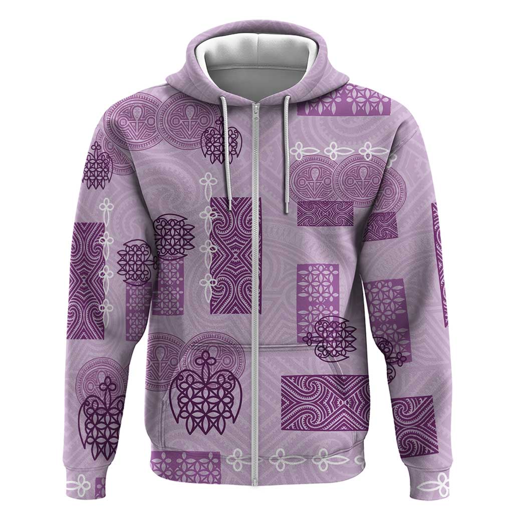 Vintage Lapita Zip Hoodie Iconic Double Face Pattern Violet