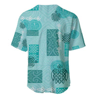 Vintage Lapita Baseball Jersey Iconic Double Face Pattern Turquoise LT05 - Polynesian Pride