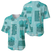 Vintage Lapita Baseball Jersey Iconic Double Face Pattern Turquoise LT05 - Polynesian Pride