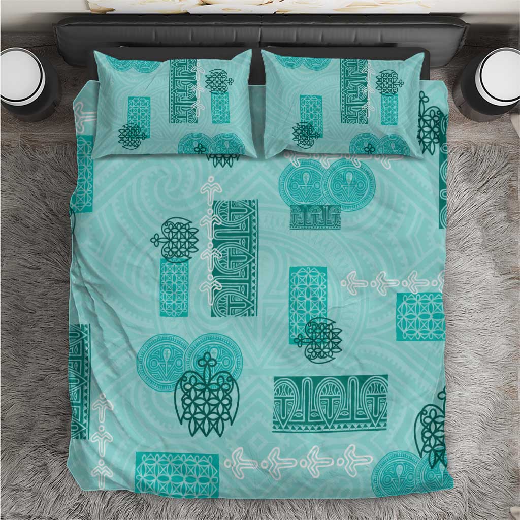Vintage Lapita Bedding Set Iconic Double Face Pattern Turquoise