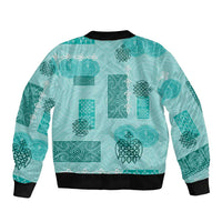 Vintage Lapita Bomber Jacket Iconic Double Face Pattern Turquoise LT05 - Polynesian Pride