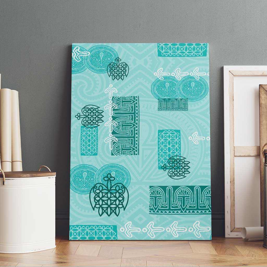 Vintage Lapita Canvas Wall Art Iconic Double Face Pattern Turquoise