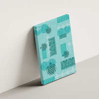 Vintage Lapita Canvas Wall Art Iconic Double Face Pattern Turquoise